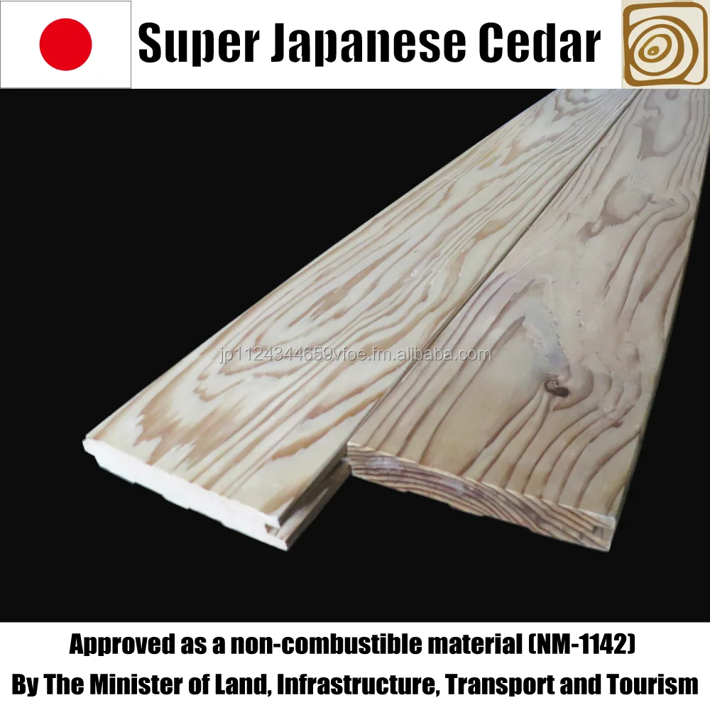 
Non-Combustible Tongue-and-groove Japanese cedar panels for wall and ceiling 18*106*2000 1case=8pieces 