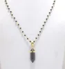 Black onyx Pendants With Beaded Rosary Chain Pencil Pendants