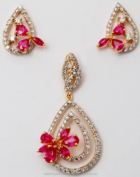 G Set Pear Pattern Yellow Gold Diamond Ruby Pendant G Set Pear Pattern Yellow Gold Diamond Ruby Pendant