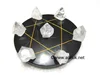 Pentagram Grid Disc with Apophyllite Tipes : Healing Pentagram Disc : Pentacle star disc