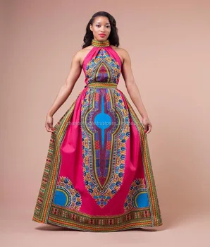 Women Sleeveless African Dashiki Print Party Casual Kaftan Long