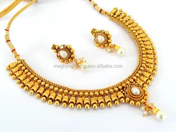 South Indian Style Wedding Wear One Gram Gold Platted Jewelry Set