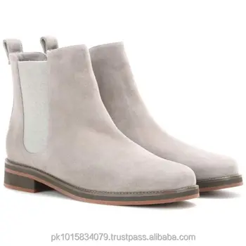 Light Grey Suede Chelsea Boots Leather 