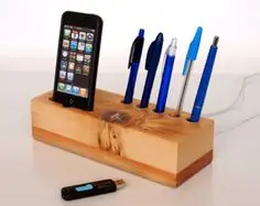 Mobile Phone Dock And Pen Holder With Extra Usb Stands Unique Desk