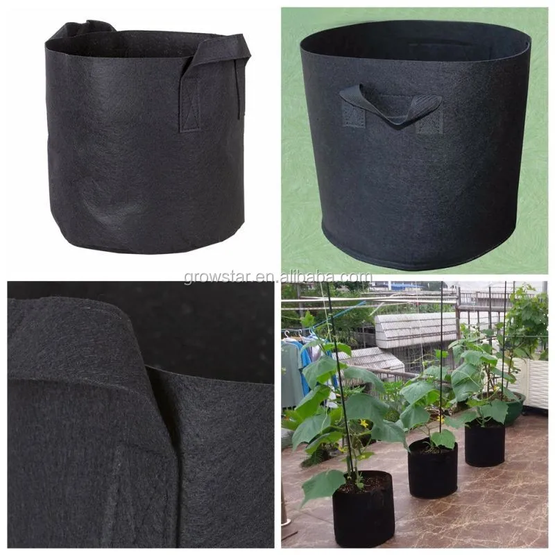 Round Fabric Pots Root Container Grow Bag Plant Pouch Aeration Container 3 Sizes 