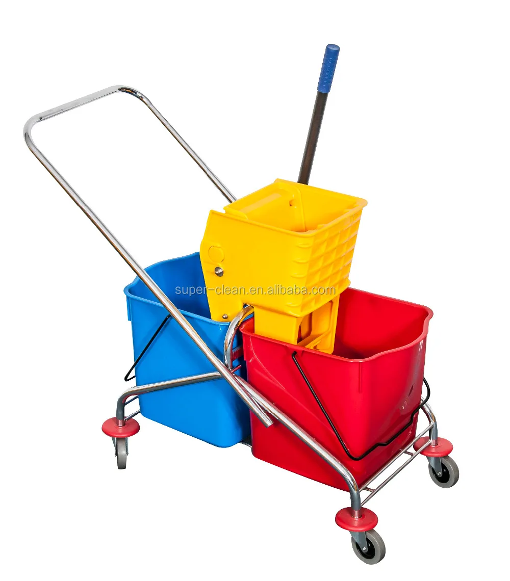 Side-press Double Mop Wringer Trolley For Hotel - Buy Double Mop Bucket ...