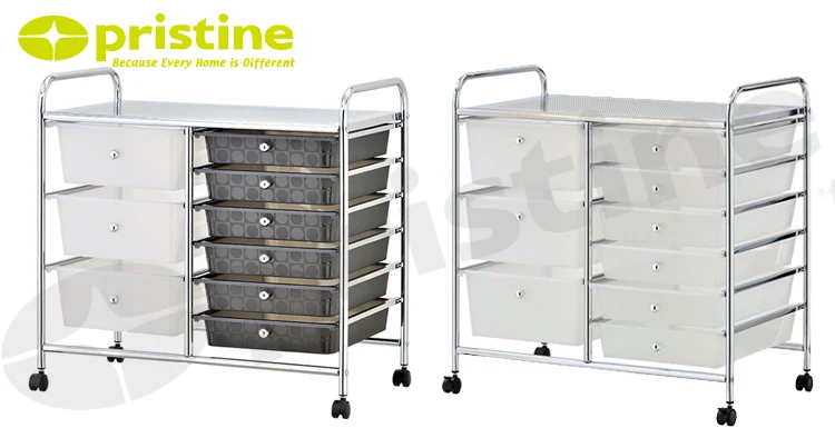 Commercial Furniture Plastic Drawer Chrome Studio Organizer Cart