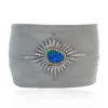 Opal Doublet Designer Pave Diamond Steel Mash Bangle 18k Gold 925 Silver Jewelry