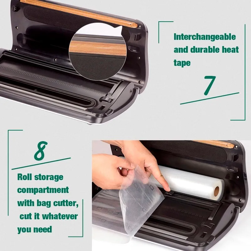 Sea-maid Household kitchen food vacuum packaging machine vacuum sealer with bag roll