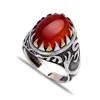 2018 New Authentic Men Ring Agate Stone Wholesale Handcrafted 925 Turkish Silver Jewelry