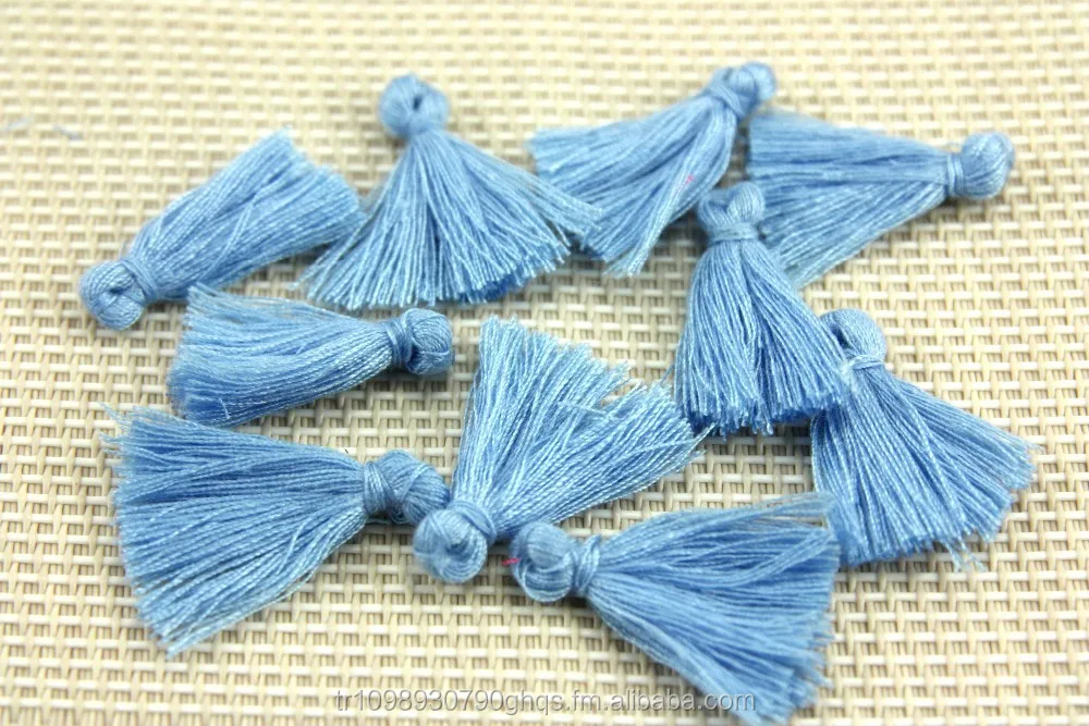 Mini Tassels, 2,5cm Cotton Tassels, Small Tassels, Light Blue Cotton Tassel, Handmade Mini Tassels, Mini Cotton Tassels,