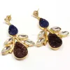 Agate Sugar Druzy Pear Shape Glass Chatons Long Earring Jewelry