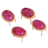 Dyed Ruby Gold Plated Sterling Silver Gemstone Spikes - 4 Pin Spikes