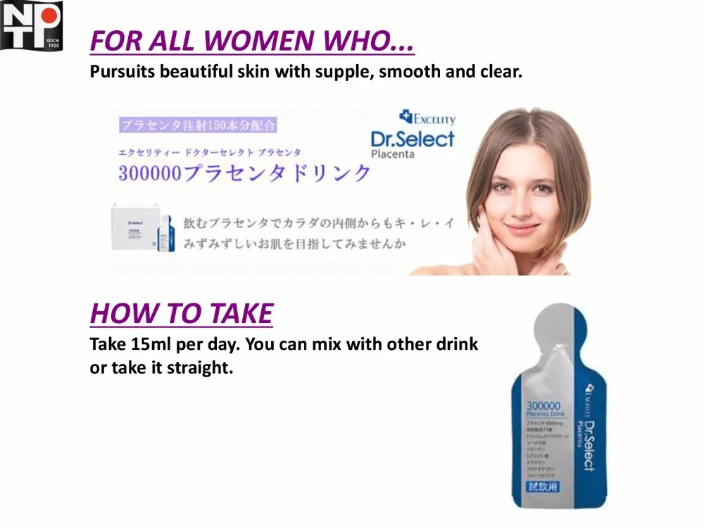 
Dr Select Placenta Health Drink for Anti-Aging Made in Japan 