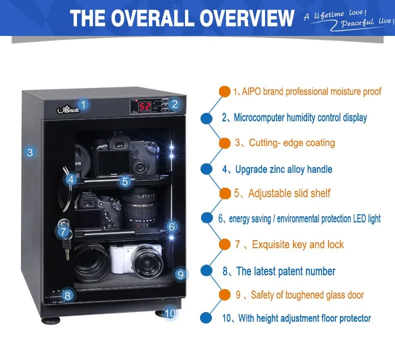 40l Led Digital Display Photography Equipment Storage Dryer Machine Dry