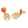 Micron Gold Plated Jewelry Beautiful Hammered With Round Orange Chalcedony Drop Earring