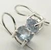 925 Solid Silver Original BLUE TOPAZ WELL MADE Intricate Setting Earrings 1.6 CM