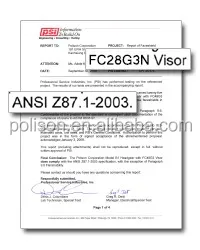 B1+FC28G3N Face Shield Certifications