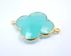 Clover shape nice Aqua chalcedony connectors