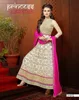 Sizzling Snow color with silver embroidery rich work of neck red satine pant long Designer Semi stitch Salwar Kameez