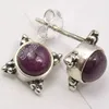 925 STERLING Silver NATURAL RUBY ANTIQUE STYLE PIERCED Stud Earrings 1.2 CM NEW