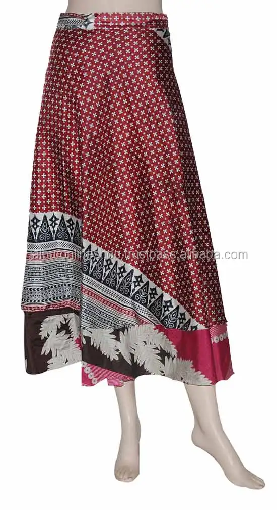 Regular Size Reversible Patchwork Sari Wrap Skirt #126 main image 0