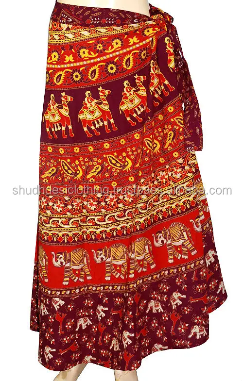 Womens Clothing Dance Hippie Skirt Knee Length Sarong Indian Wrap Around