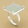 925 sterling silver nylon aventurine gemstone square cut prong set ring