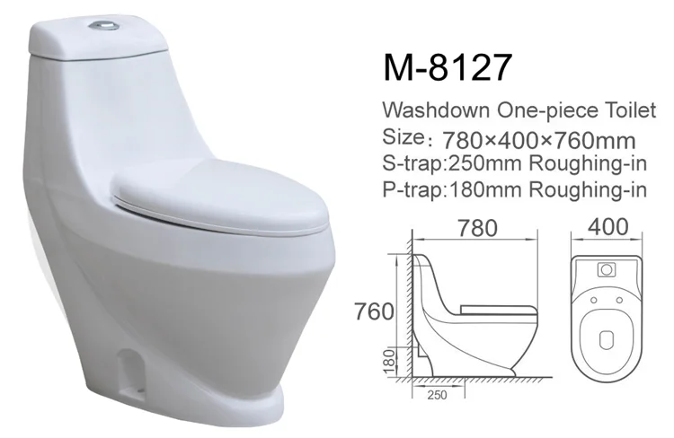 4inch big hole sanitary ceramic one piece bathroom colored toilet bowl