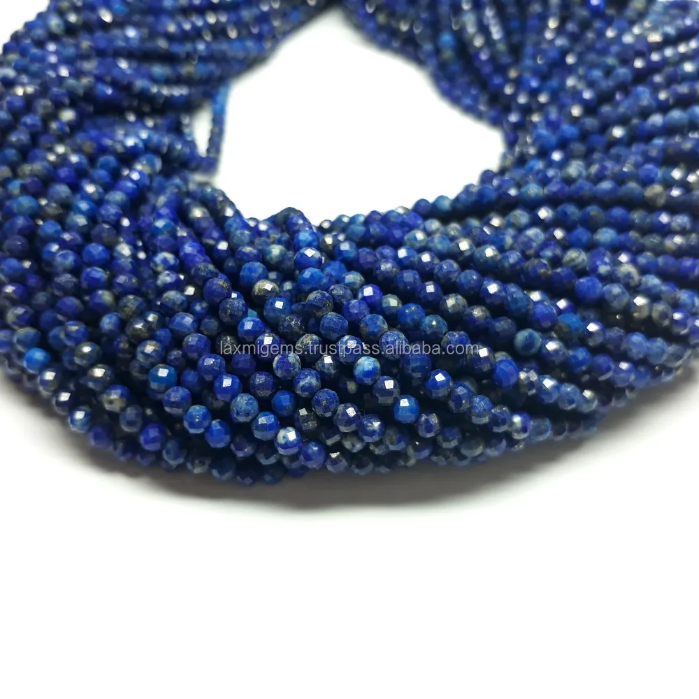 Natural Lapis Lazuli 3mm 4mm Rondelle Faceted Loose Gemstone Beads Strands Stone Beads For Necklace Jewelry