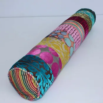 Decorative Bolster Pillow Indian Made In Burnout Velvet With Filling Product On Decorative Bolster Pillow Indian Made In Burnout Velvet With Filling Product On