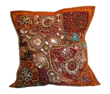 Indian Faux Suede Cotton Polyester Handmade Cushion Cover