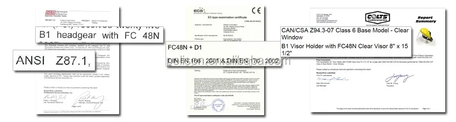 FC48N Face Shield Visor Certifications