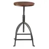 Rock N Roll Adjustable Height Bar Stool , Retro Industrial Bar Stool With wood Seat