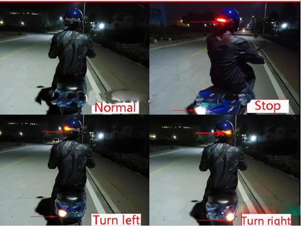 8 LED Wireless Motorcycle Helmet Brake Stop Turn Signals Indicator Red Amber 12V