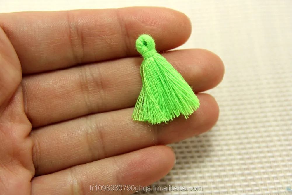 Mini Tassels, 2,5cm Cotton Tassels, Small Tassels, Neon Green Tassel, Handmade Mini Tassels, Mini Cotton Tassels,