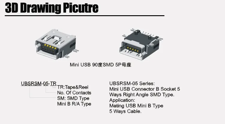 Mini Usb Tipo B 5 Pin Terminal Conector Smd - Buy Mini Usb ... garmin mini usb wiring diagram 