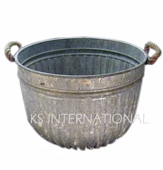 Vintage Galvanized Tub Antique Galvanized Ribbing Round Bucket Buy Vintage Galvanized Tub Ribbing Bucket Galvanized Bucket Oval Galvanized Bucket