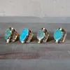 Large Rough Gemstone Raw Ring Blue Green Turquoise Adjustable Gold Plated