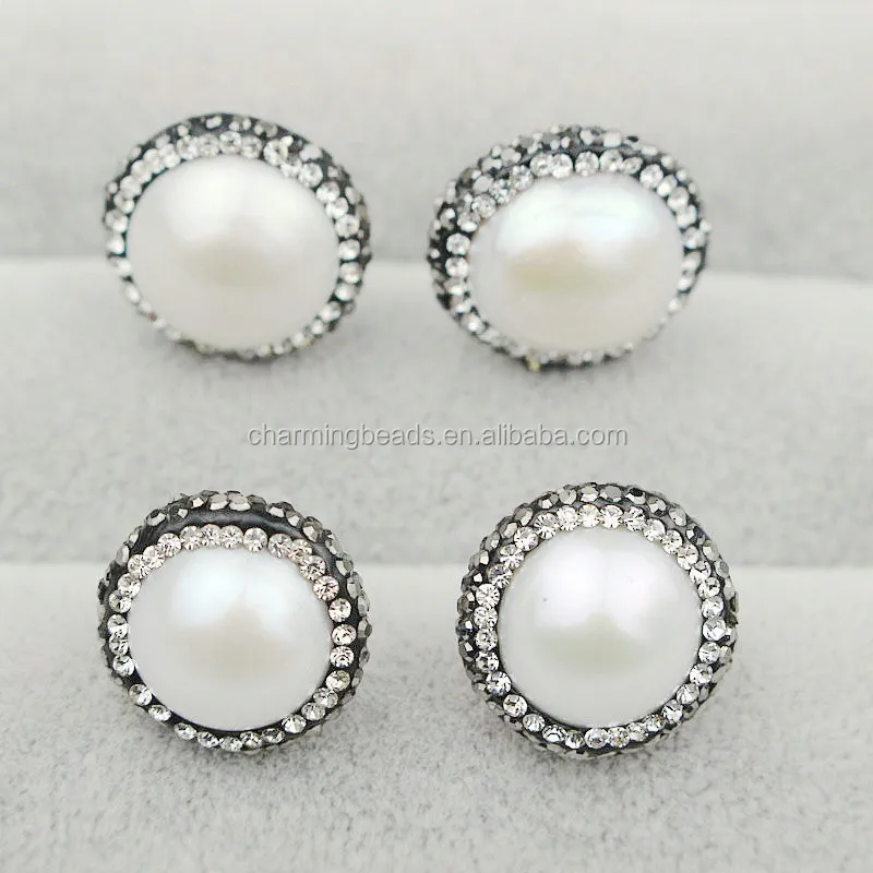CH-LSE0021 Natural pearl stud earrings,freshwater pearl earrings,women latest fashion earrings,diamond stud earrings