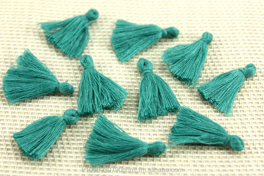 Mini Tassels, 2,5cm Cotton Tassels, Small Tassels, Green Tassel, Handmade Mini Tassels, Mini Cotton Tassels,