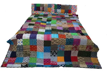 Gypsy Printed Patchwork Indian Quilts Bed Cover Reversible Blanket