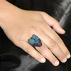 925 Silver Pave Diamond Multi Gemstone Animal Flying Bug Ring