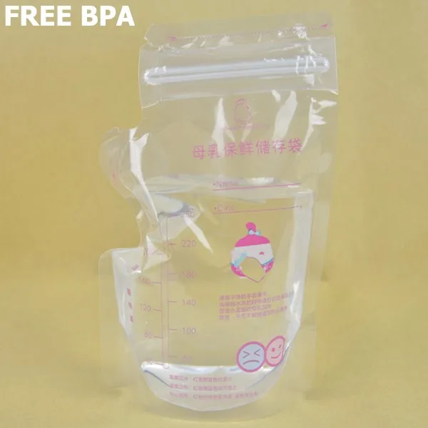 Double Zipper Bpa Free Food Grade Liquid Plastic Breast Milk Storage