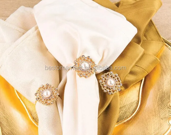 Wholesale Tablescape Bling Rhinestone Wedding Pearl Napkin Ring - Buy ...