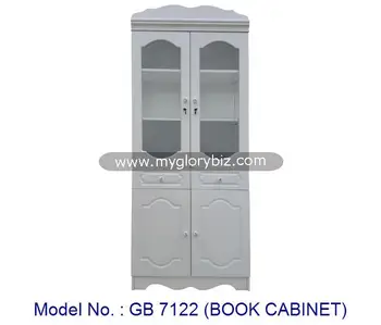 Two Doors Bookshelf Cabinet Bookcase With Glass And Drawers
