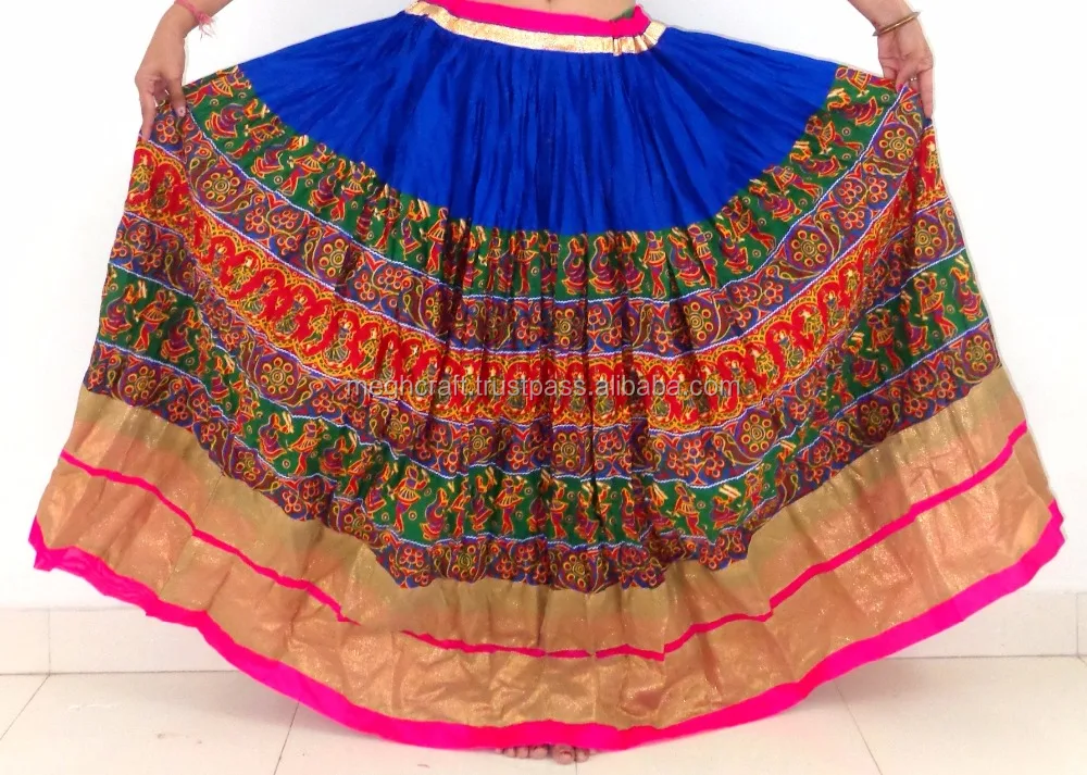 Red Skirt With Golden Border Dance Skirt Indian Long Skirt Bollywood Skirt