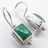 925 Sterling Silver High End GREEN MALACHITE Fix Wire Earrings 2.6 CM SHOPPING