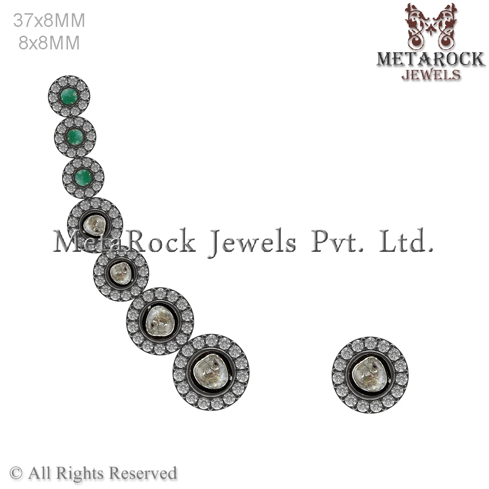 EC-55SLWDEM-Polki-White-Diamond-Ear-Cuff-Sterling-Silver-Diamond-Earring