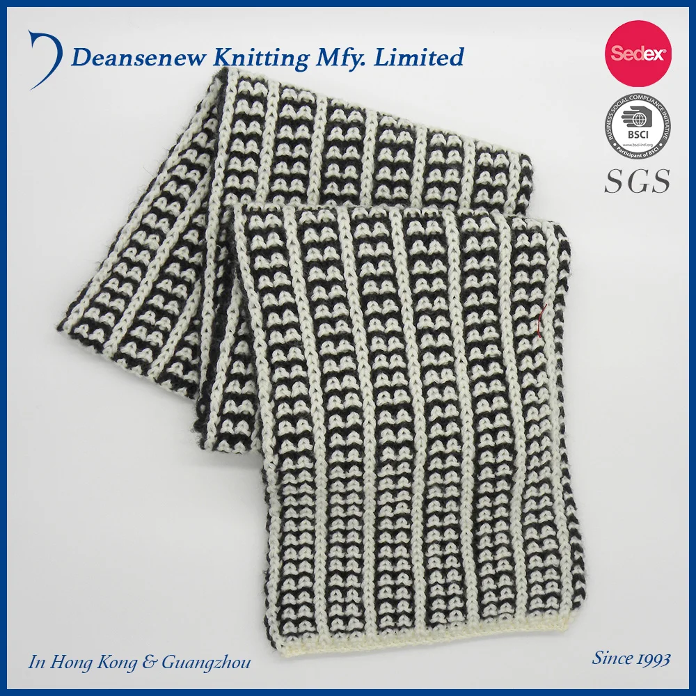 Fashion 60% Cotton 30% Nylon 10% Lambswool 2-Tone Texture Knitted Scarf (1).jpg